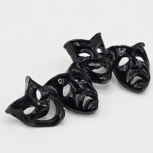 VINTAGE Black Tradgedy and Comedy Drama Theatre Theatre Masks Brooch Pin  Actor
